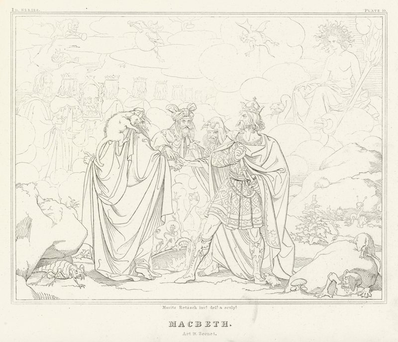 Macbeth, IV. felvonás, 1. jelenet (metszet) alkotó: Friedrich August Moritz Retzsch