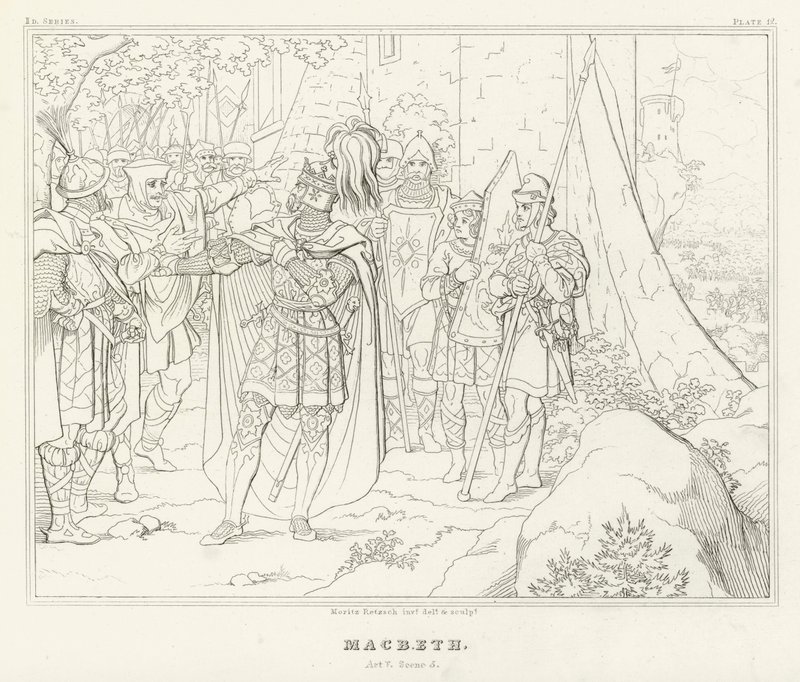 Macbeth, V. felvonás, 5. jelenet (metszet) alkotó: Friedrich August Moritz Retzsch