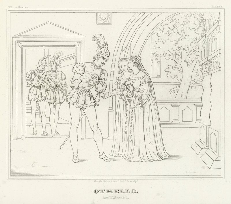 Othello, III. felvonás, 3. jelenet (metszet) alkotó: Friedrich August Moritz Retzsch