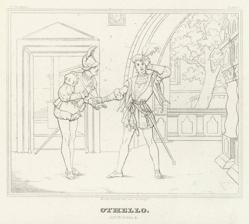 Othello, III. felvonás, 3. jelenet (metszet) alkotó: Friedrich August Moritz Retzsch