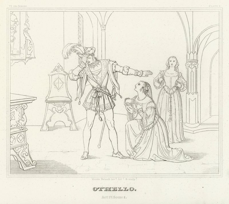 Othello, IV. felvonás, 2. jelenet (metszet) alkotó: Friedrich August Moritz Retzsch