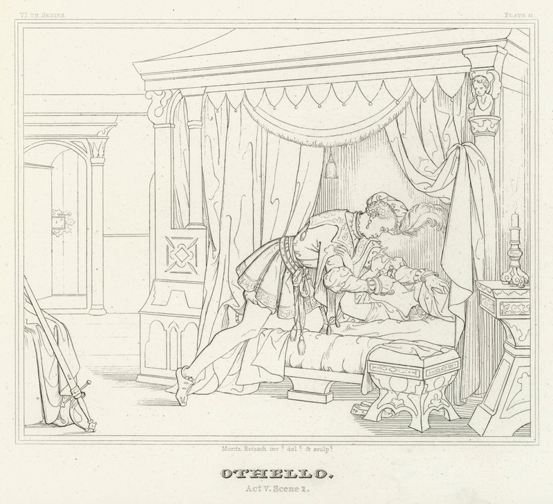 Othello, V. felvonás, 2. jelenet (metszet) alkotó: Friedrich August Moritz Retzsch