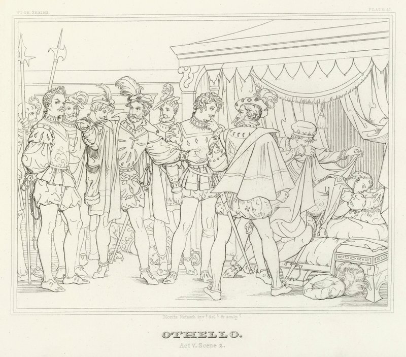 Othello, V. felvonás, 2. jelenet (metszet) alkotó: Friedrich August Moritz Retzsch