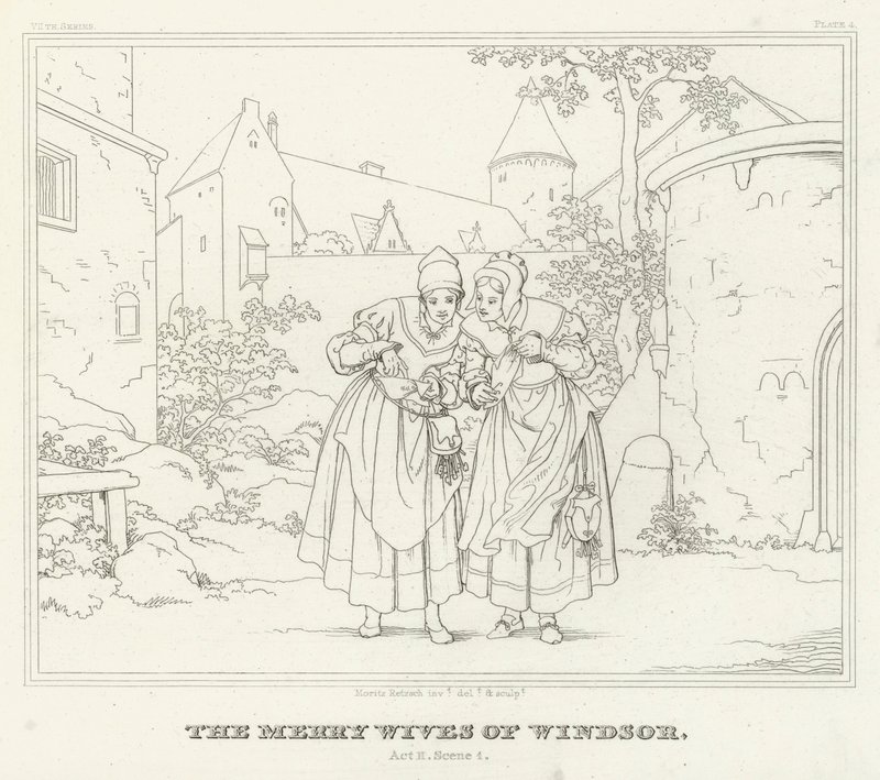 The Merry Wives of Windsor, II. felvonás, 1. jelenet (metszet) alkotó: Friedrich August Moritz Retzsch