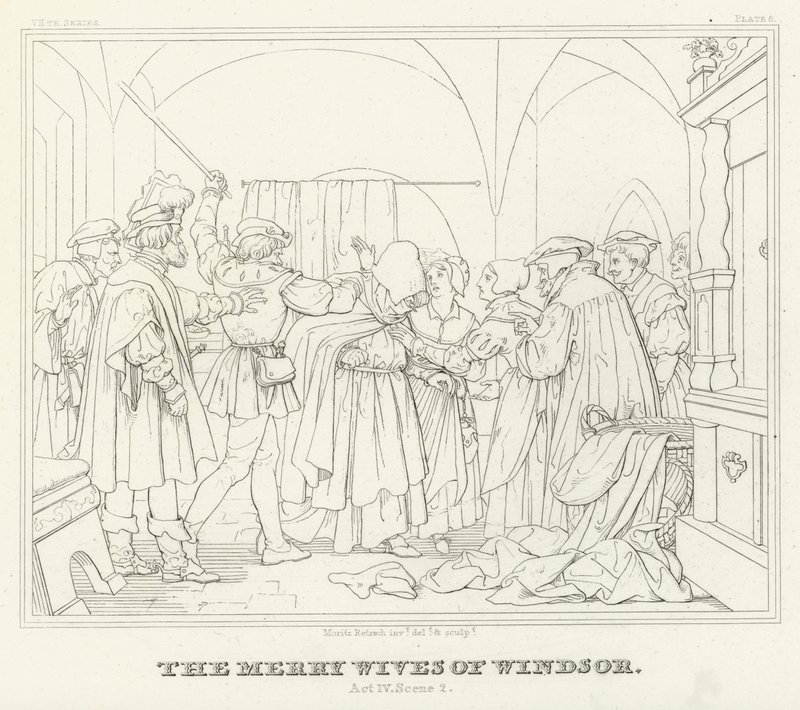 The Merry Wives of Windsor, IV. felvonás, 2. jelenet (metszet) alkotó: Friedrich August Moritz Retzsch