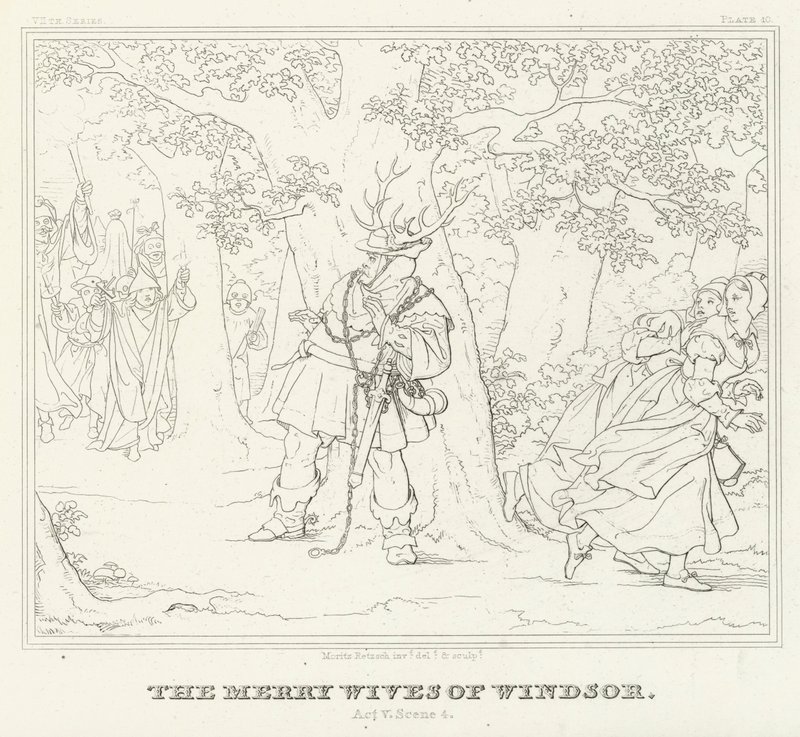 The Merry Wives of Windsor, V. felvonás, 4. jelenet (metszet) alkotó: Friedrich August Moritz Retzsch