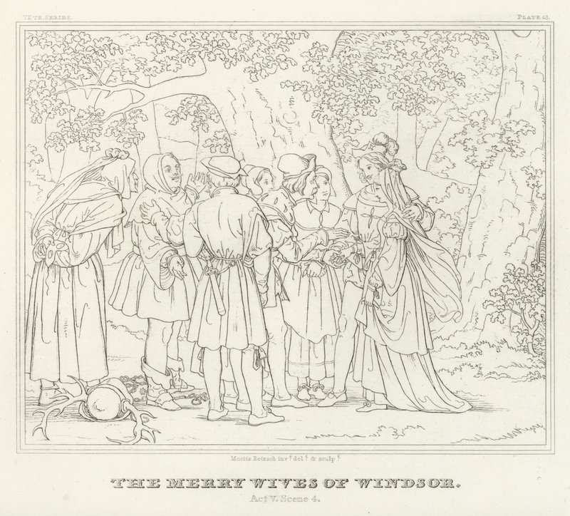 The Merry Wives of Windsor, V. felvonás, 4. jelenet (metszet) alkotó: Friedrich August Moritz Retzsch