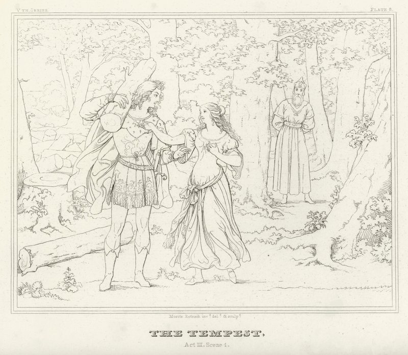 A vihar, III. felvonás, 1. jelenet (metszet) alkotó: Friedrich August Moritz Retzsch