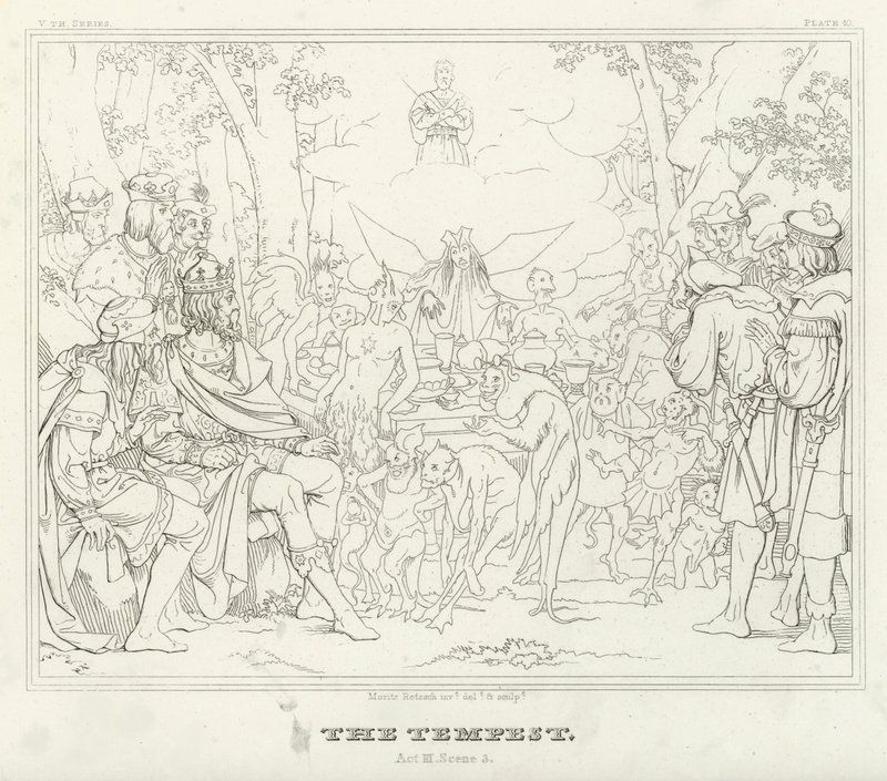 A vihar, III. felvonás, 3. jelenet (metszet) alkotó: Friedrich August Moritz Retzsch