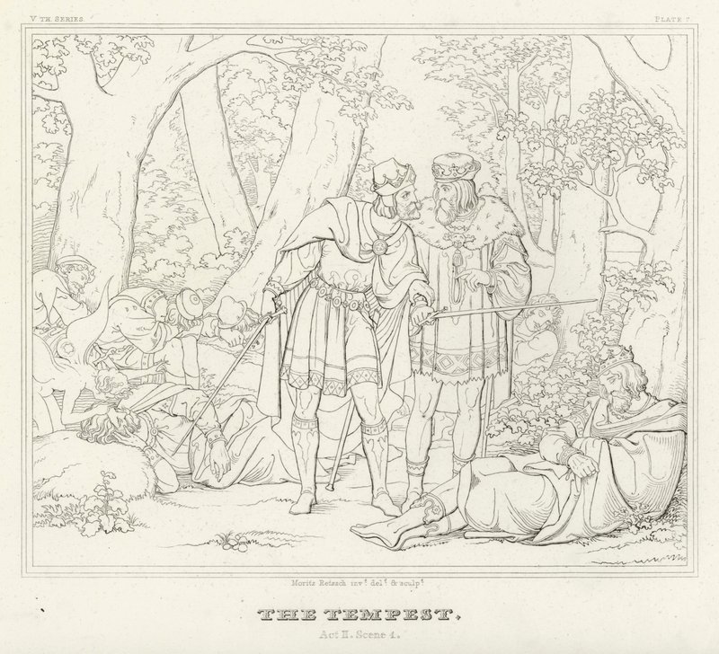 A vihar, II. felvonás, 1. jelenet (metszet) alkotó: Friedrich August Moritz Retzsch
