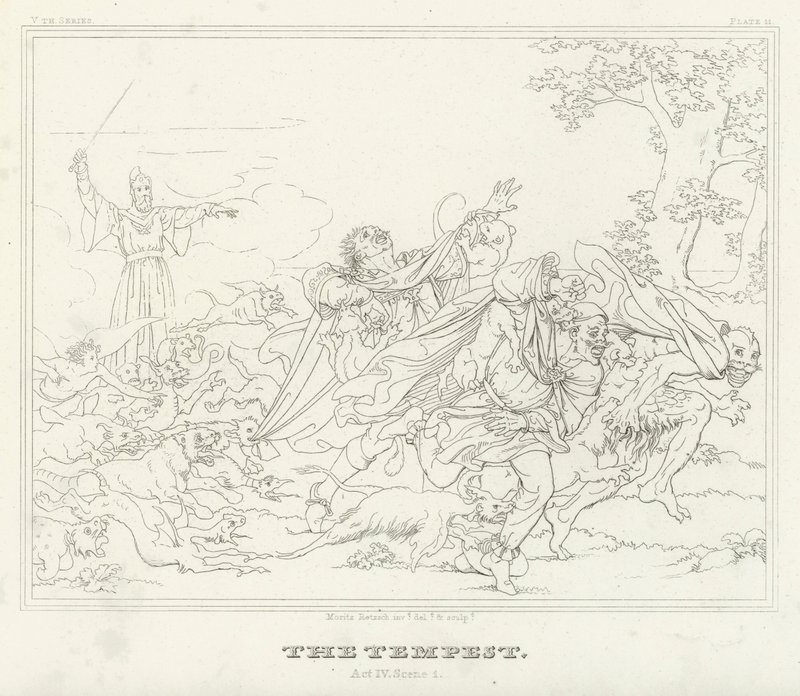 A vihar, IV. felvonás, 1. jelenet (metszet) alkotó: Friedrich August Moritz Retzsch