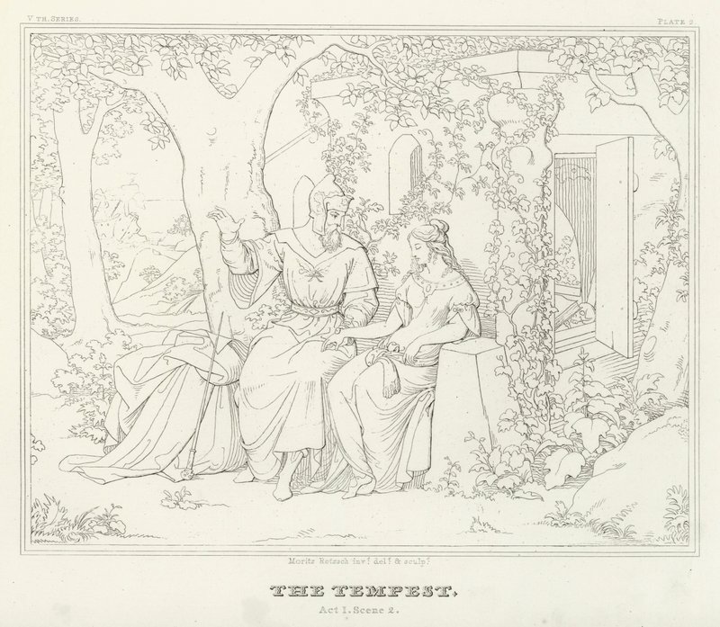 A vihar, I. felvonás, 2. jelenet (metszet) alkotó: Friedrich August Moritz Retzsch
