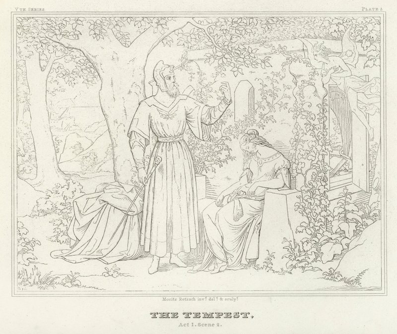 A vihar, I. felvonás, 2. jelenet (metszet) alkotó: Friedrich August Moritz Retzsch