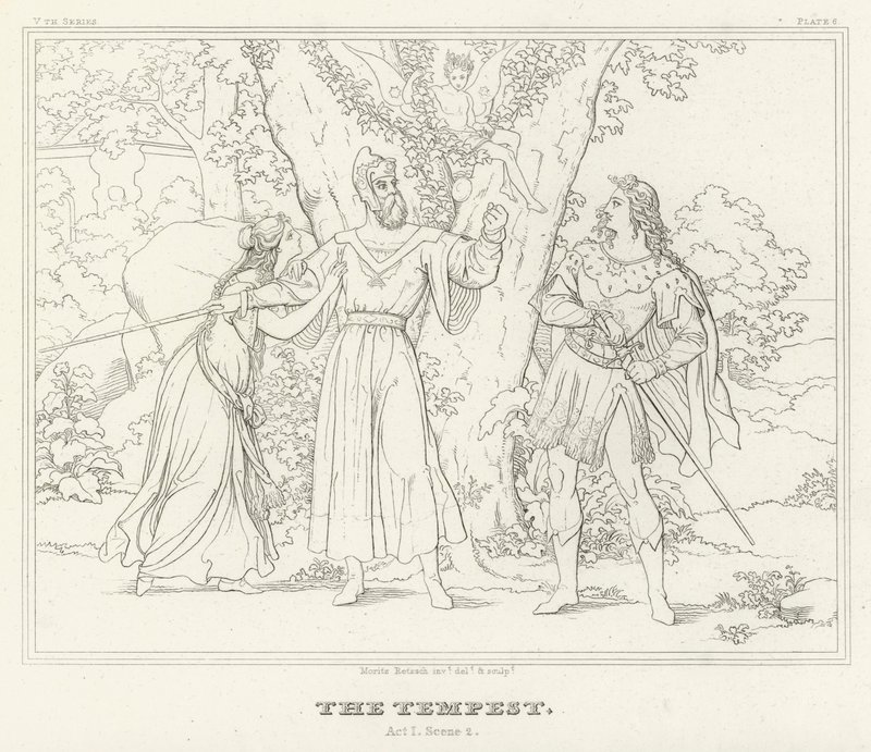 A vihar, I. felvonás, 2. jelenet (metszet) alkotó: Friedrich August Moritz Retzsch