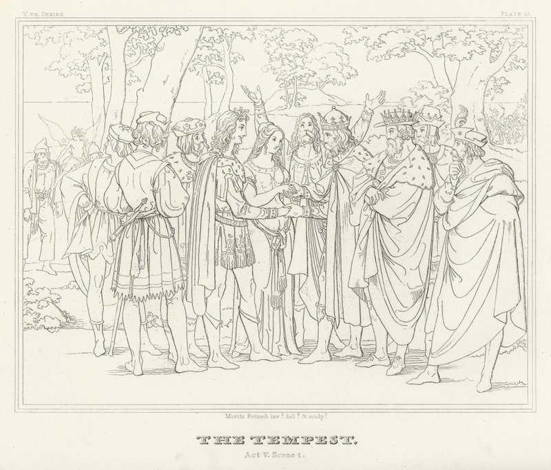A vihar, V. felvonás, 1. jelenet (metszet) alkotó: Friedrich August Moritz Retzsch