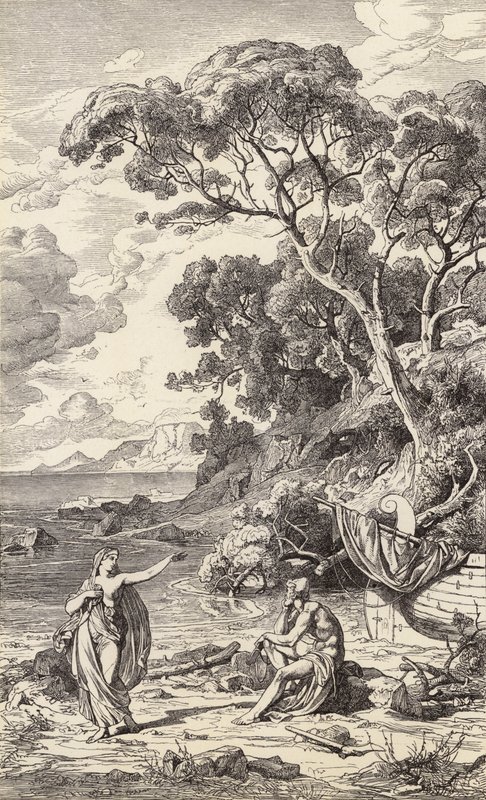 Odüsszeusz és Kalüpszó (metszet) alkotó: Friedrich the Elder Preller