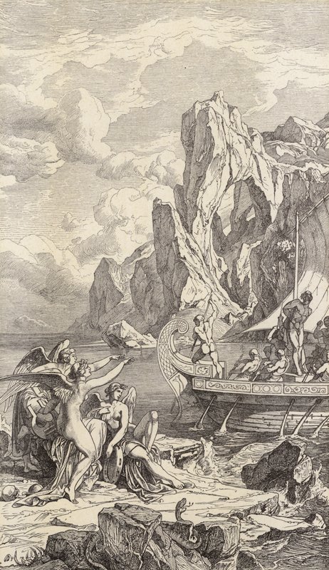 Odüsszeusz és a szirének (metszet) alkotó: Friedrich the Elder Preller