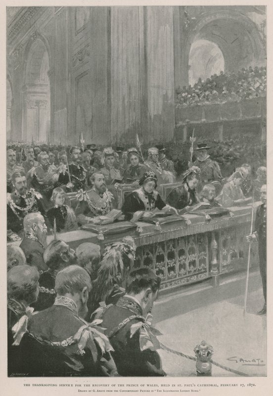 Hálaadás a walesi herceg betegségből való felépüléséért, Szent Pál-székesegyház, London, 1872. február 27. (fénynyomat) alkotó: G.S. (after) Amato