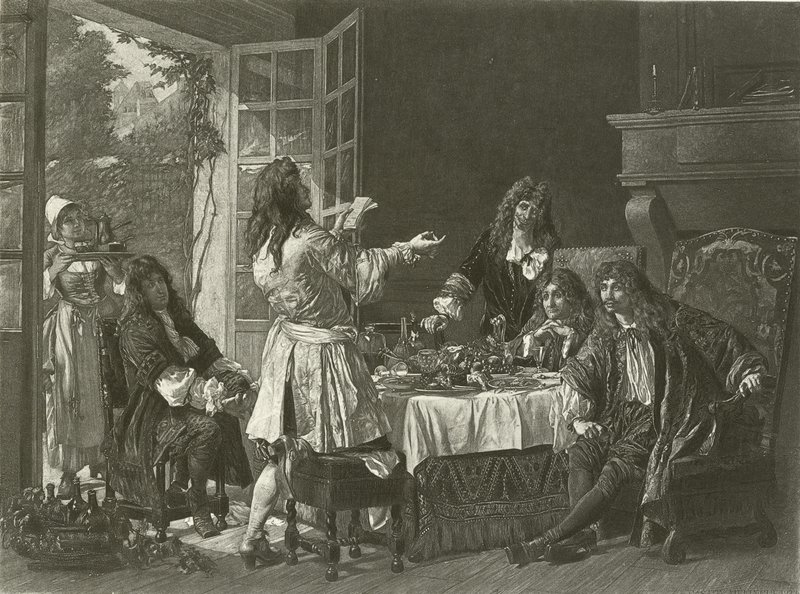 Vacsora Moliere házában, Anteuilben (mélynyomás) alkotó: Gaston Melingue