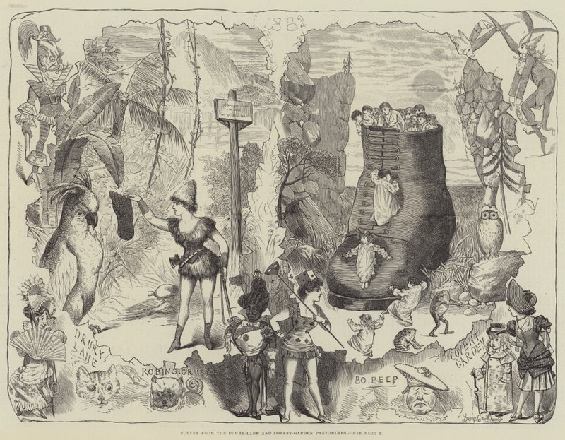 Jelenetek a Drury-Lane és Covent-Garden Pantomimes-ből alkotó: George Cruikshank