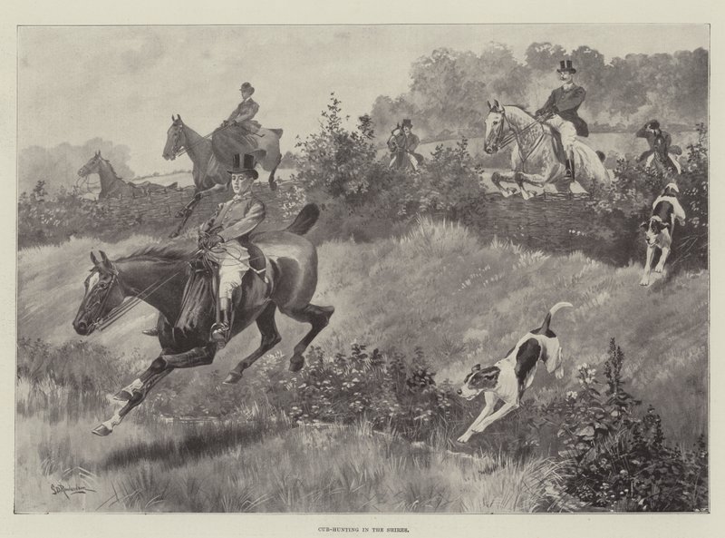 Kölyökvadászat a Shiresben alkotó: George Derville Rowlandson