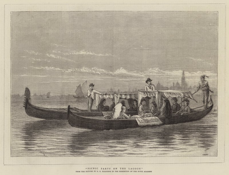 Piknik parti a lagúnán alkotó: George Goodwin Kilburne