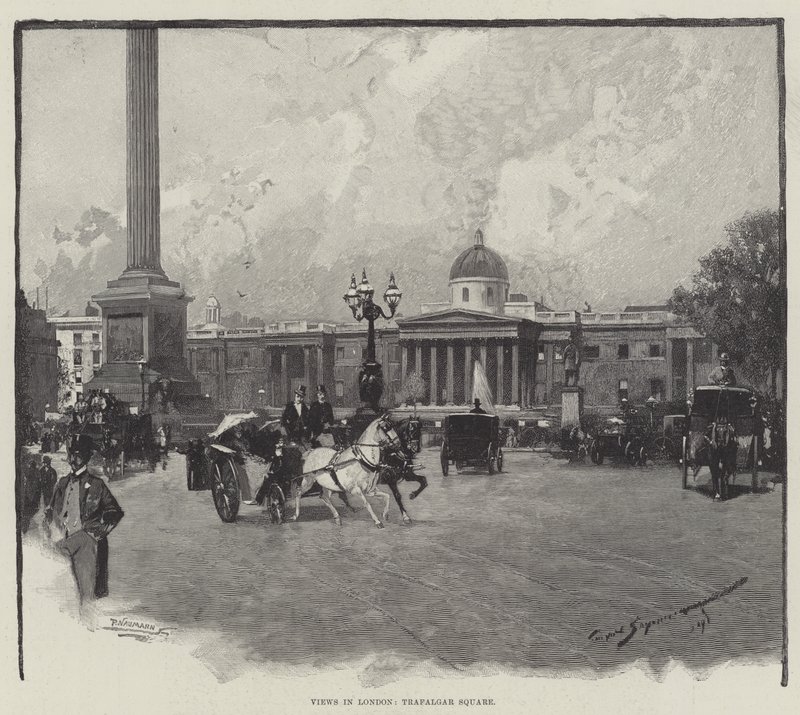 Kilátás Londonban, a Trafalgar Square-en alkotó: George L. Seymour