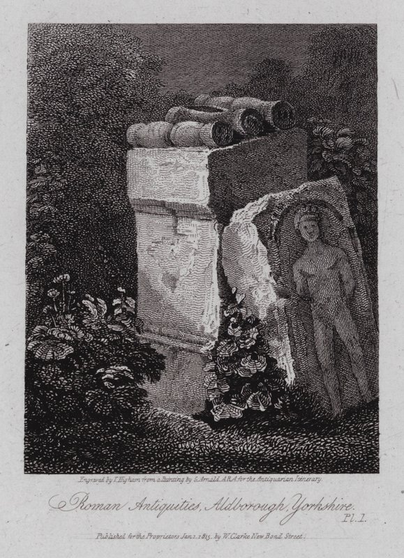 Római régiségek, Aldborough, Yorkshire (metszet) alkotó: George (after) Arnald