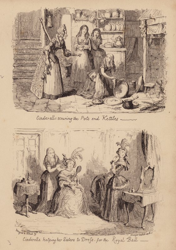 Hamupipőke és az üvegcipő (metszet) alkotó: George (after) Cruikshank