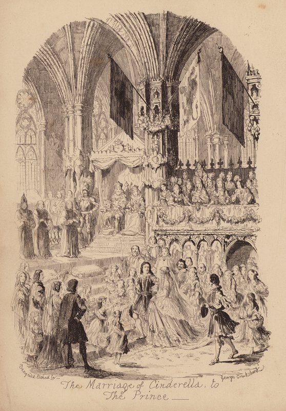 Hamupipőke és az üvegcipő (metszet) alkotó: George (after) Cruikshank