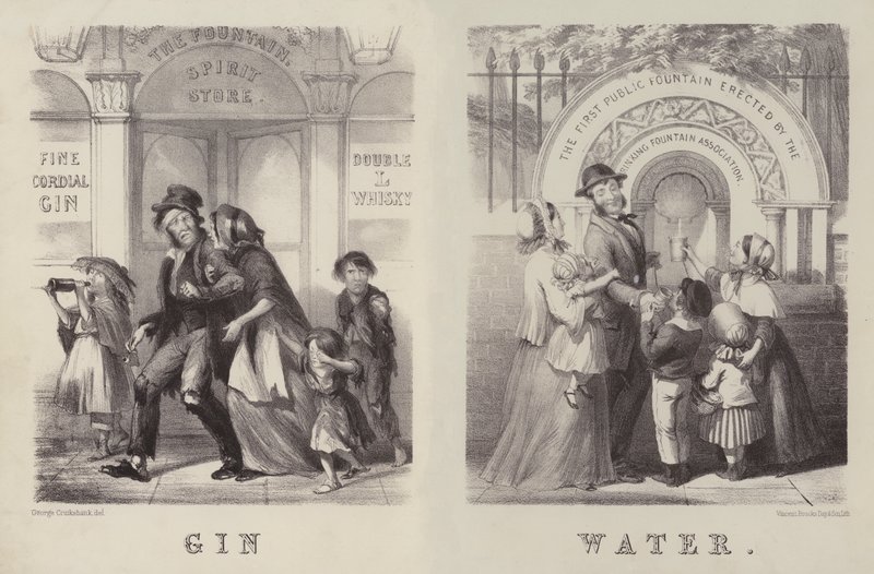Gin és víz (metszet) alkotó: George (after) Cruikshank