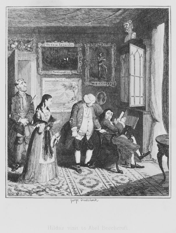 Hilda látogatása Abel Beechcroftnál (metszet) alkotó: George (after) Cruikshank