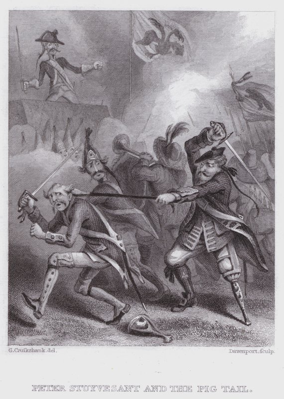 Peter Stuyvesant és a disznófark (metszet) alkotó: George (after) Cruikshank