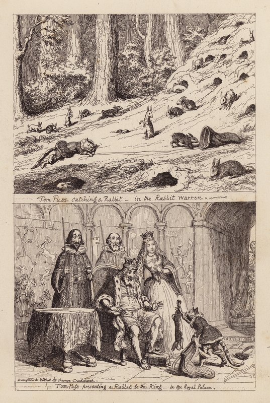 Csizmás kandúr (metszet) alkotó: George (after) Cruikshank