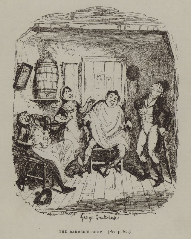 Fodrászat (metszet) alkotó: George (after) Cruikshank
