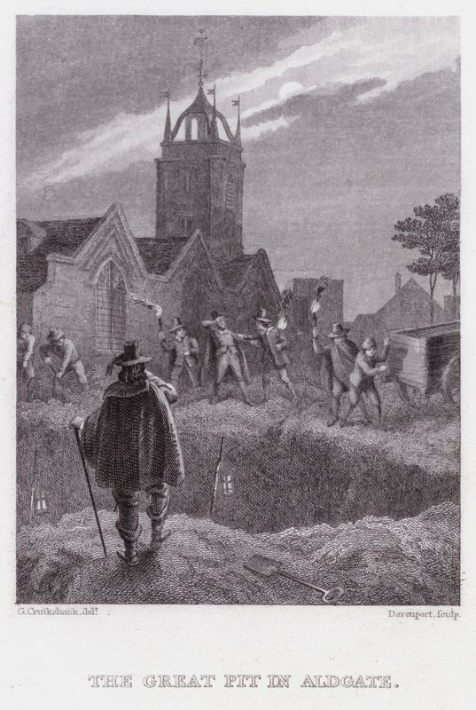 A nagy gödör Aldgate-ben (metszet) alkotó: George (after) Cruikshank