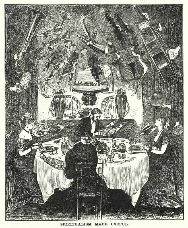 Punch rajzfilm: A spiritualizmus hasznossá vált (metszet) alkotó: George (after) Du Maurier