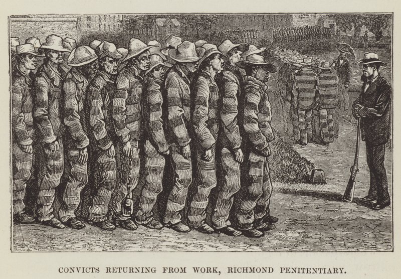 Munkahelyről hazatérő elítéltek, Richmond Penitenciary alkotó: George Augustus Sala