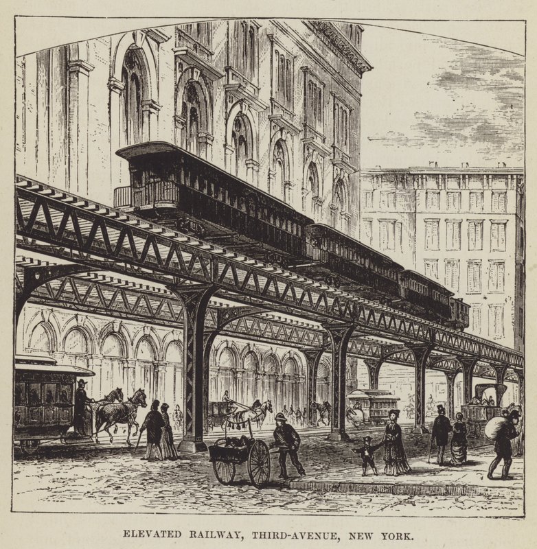 Emelt vasút, Third-Avenue, New York alkotó: George Augustus Sala