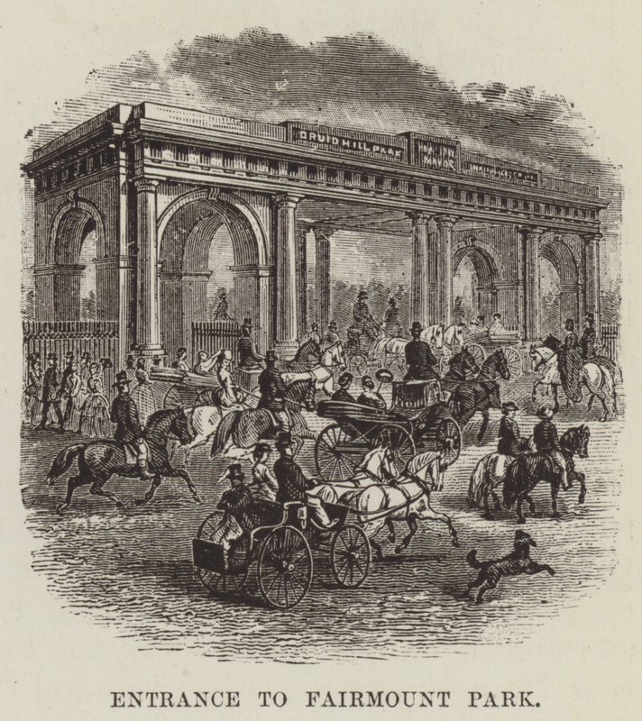 Bejárat a Fairmount Parkba alkotó: George Augustus Sala