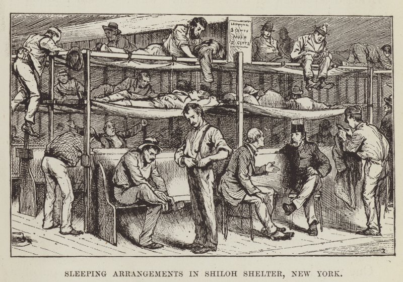 Alvásrendszerek a New York-i Shiloh Shelterben alkotó: George Augustus Sala