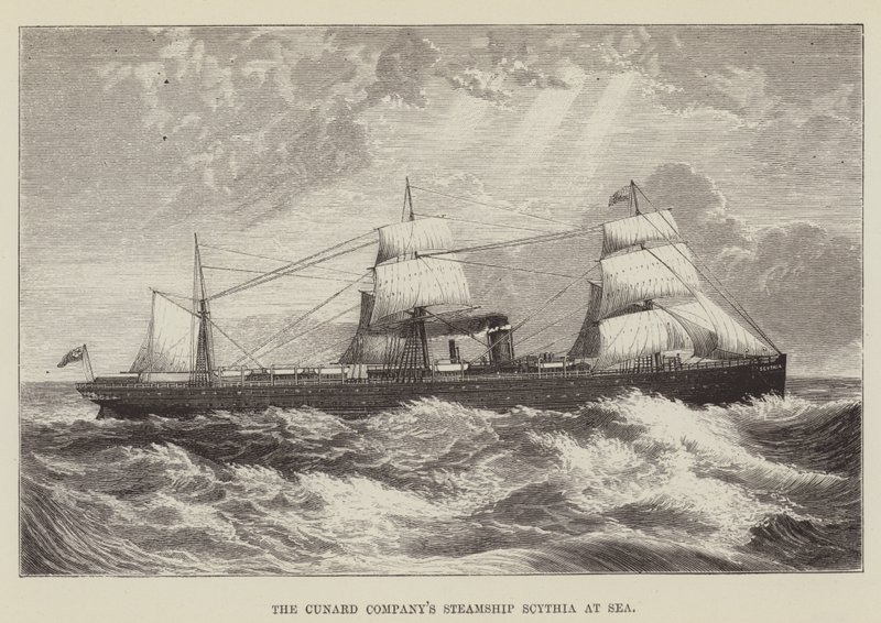 A Cunard Company Scythia gőzhajója a tengeren alkotó: George Augustus Sala