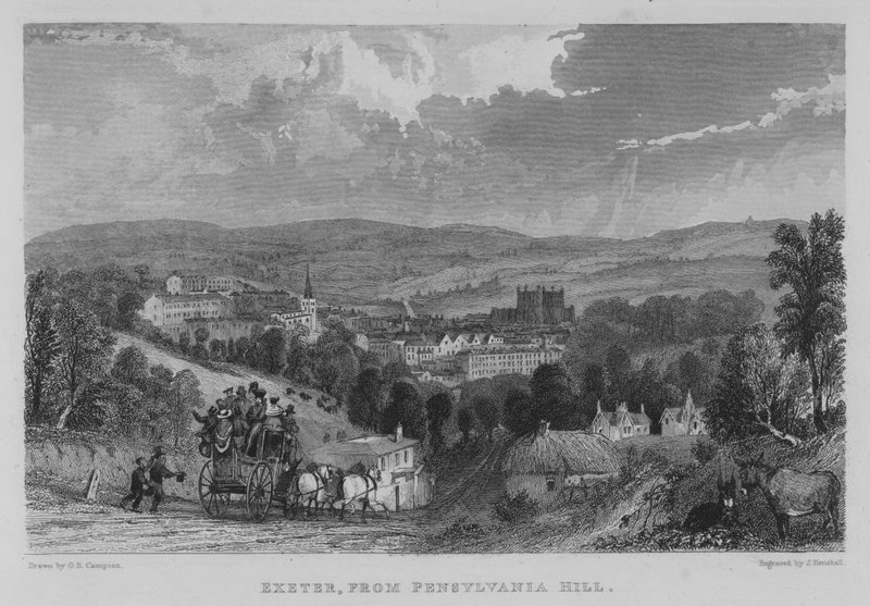 Exeter, Pensylvania Hillről (metszet) alkotó: George Bryant Campion