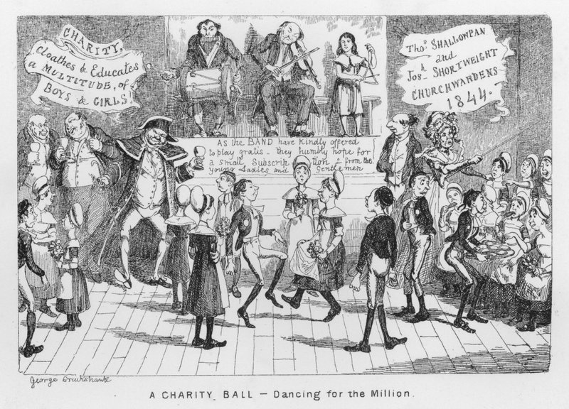 Jótékonysági bál, Tánc a millióért (metszet) alkotó: George Cruikshank