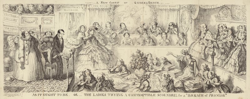 Szatirikus rajzfilm a Queens Benchről alkotó: George Cruikshank