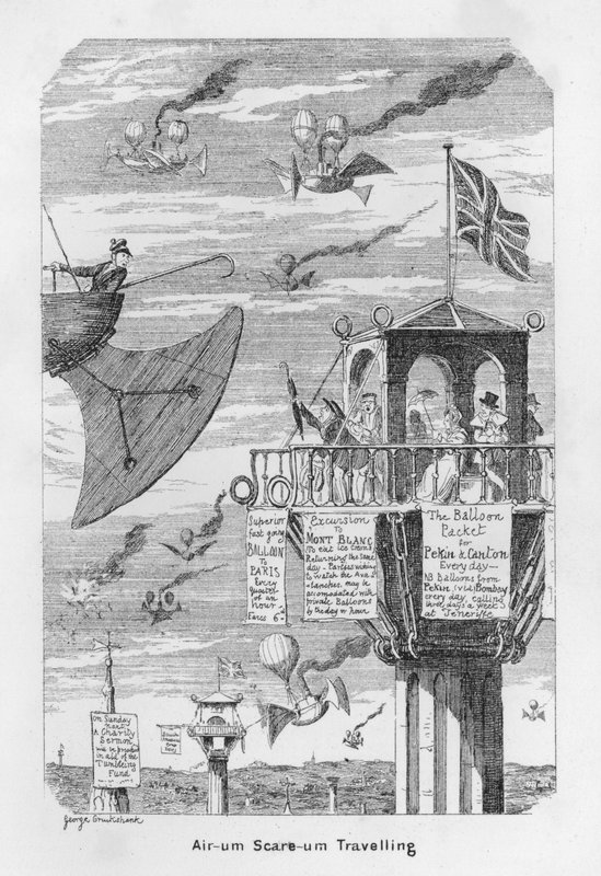 Air-um, Scare-um Traveling – azaz a repülés jövőjének előrejelzése 1843-ban alkotó: George Cruikshank