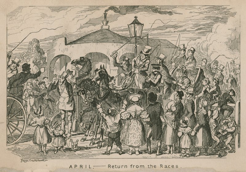 Április - Visszatérés a versenyekről alkotó: George Cruikshank