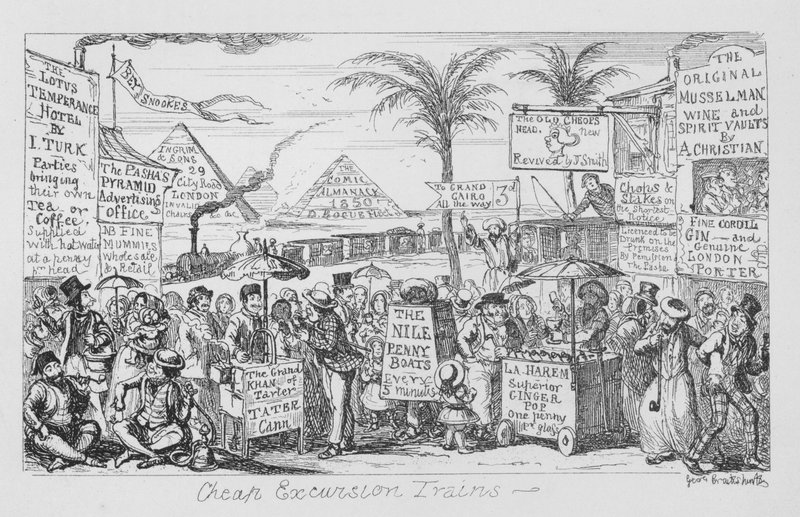 Olcsó kirándulóvonatok, azaz a tömegturizmus elképzelt jövője (metszet) alkotó: George Cruikshank