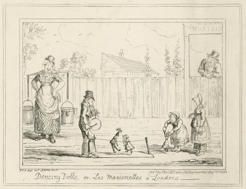 Táncoló babák vagy Les Marionettes a Londonres alkotó: George Cruikshank