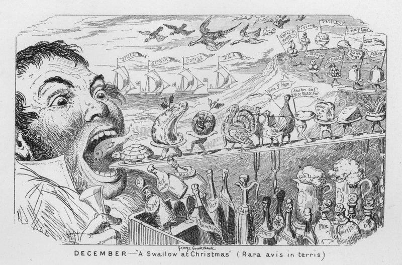 December, Fecske karácsonykor (metszet) alkotó: George Cruikshank